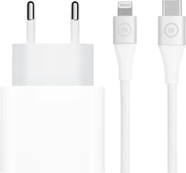 Koop Apple Power Delivery Oplader 20W + BlueBuilt Lightning Kabel 3m Nylon Wit