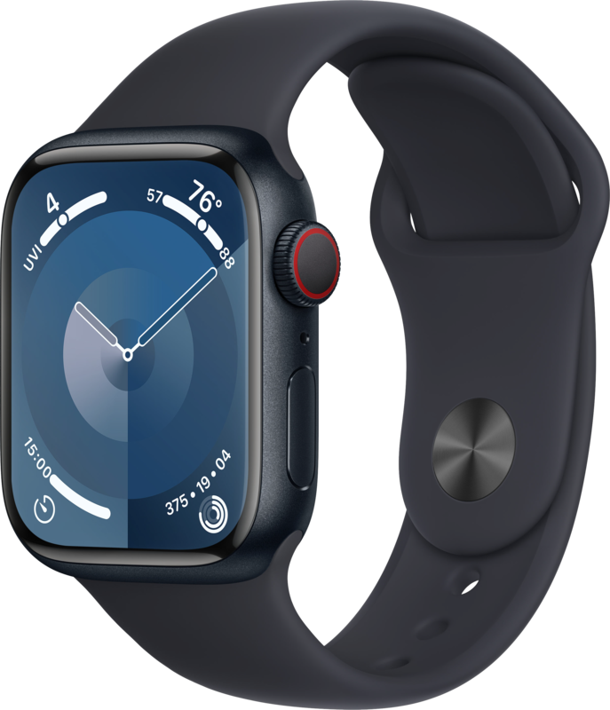 Koop Apple Watch Series 9 4G 41mm Midnight Aluminium Sportband S/M