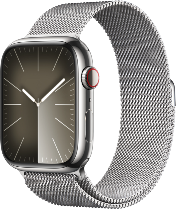 Koop Apple Watch Series 9 4G 45mm Zilver Rvs Milanese Polsband