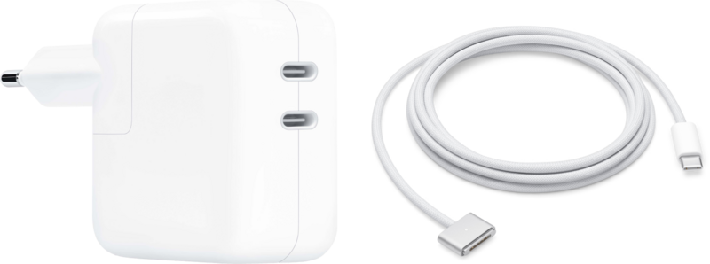 Koop Apple 35W Power Adapter Met 2 Usb C Poorten + Apple usb C naar MagSafe 3 Kabel (2m)