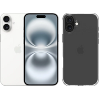 Koop Apple iPhone 16 Plus 256GB Wit + BlueBuilt Protective Back Cover Transparant - 6151121720712