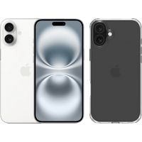 Koop Apple iPhone 16 Plus 256GB Wit + BlueBuilt Protective Back Cover Transparant - 6151121720712