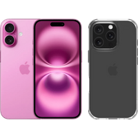 Koop Apple iPhone 16 128GB Roze + BlueBuilt Protective Back Cover Transparant - 6151121616657