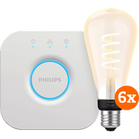 Koop Philips Hue Filament White Ambiance Edison XL 6-Pack + Bridge - 7423455486497