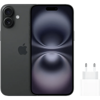 Koop Apple iPhone 16 Plus 128GB Wit + BlueBuilt Protective Back Cover Transparant - 6151121696697