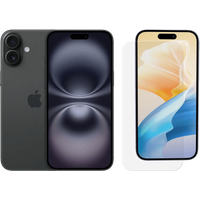 Koop Apple iPhone 16 128GB Zwart + BlueBuilt Screenprotector Glas - 6151121633654