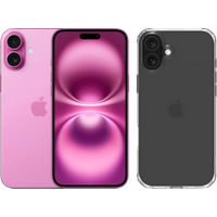 Koop Apple iPhone 16 Plus 256GB Roze + BlueBuilt Protective Back Cover Transparant - 6151121715725