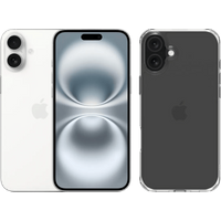 Koop Apple iPhone 16 Plus 128GB Wit + BlueBuilt Protective Back Cover Transparant - 6151121696697