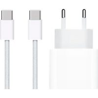 Koop Apple Usb C Oplader 20W + Usb C Kabel 1m Nylon Wit - 6095623458455